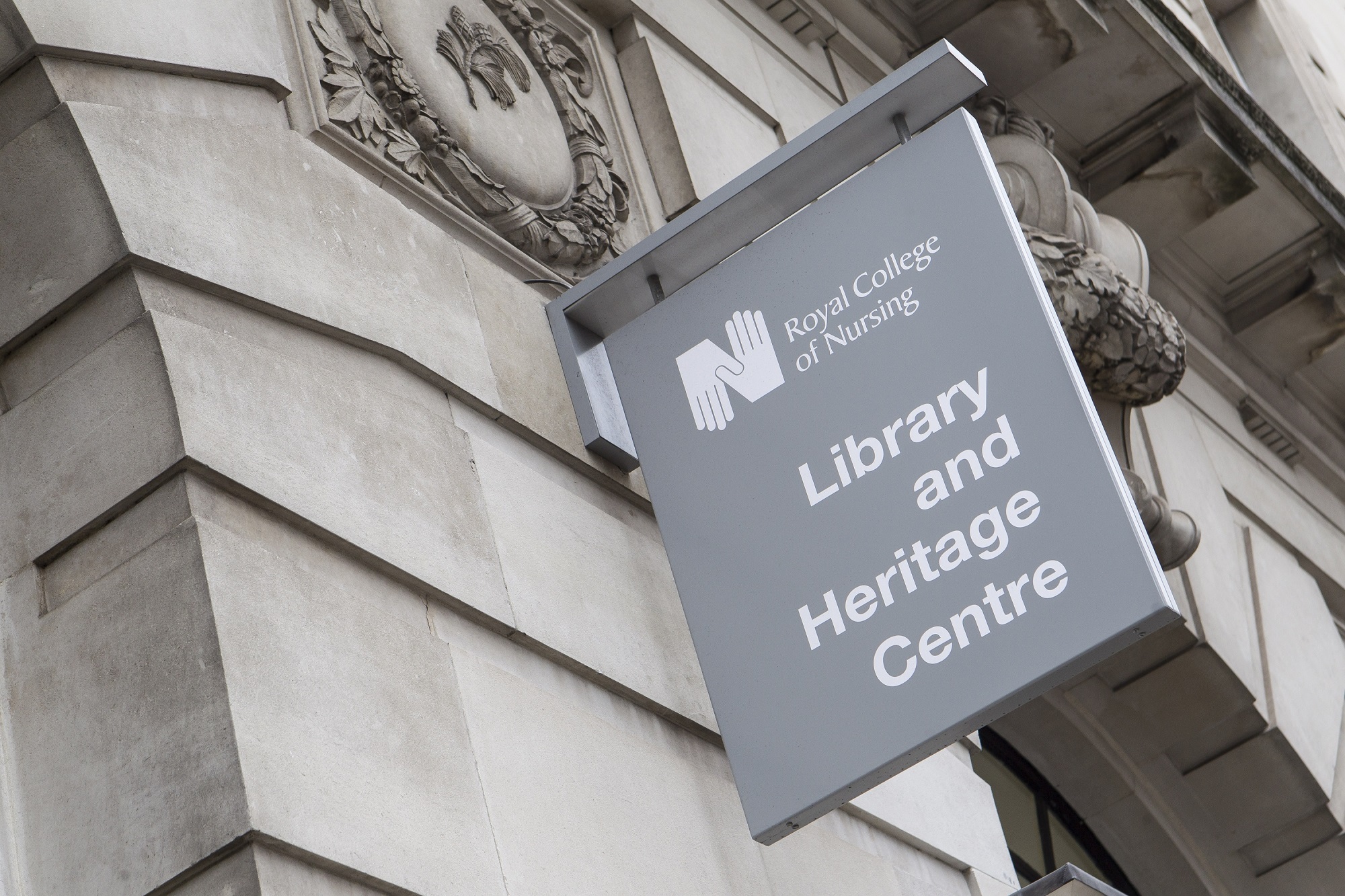 Close up of RCN Library and Heritage Centre sign
